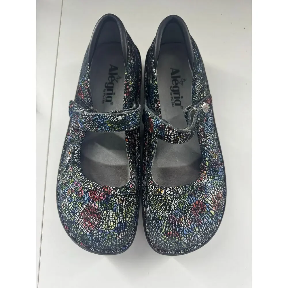 Alegria Belle Cathedral Mary Jane Shoes Rainbow Leather Clog Sz 38 Size 8